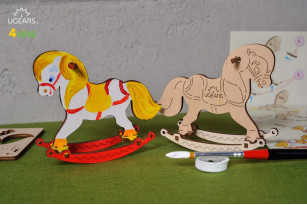 Maquette 3D à colorier Cheval à bascule